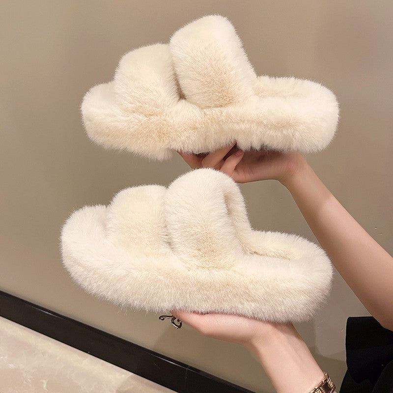 Wholesale Women's plush shoes slippers New thick bottom cotton slippers